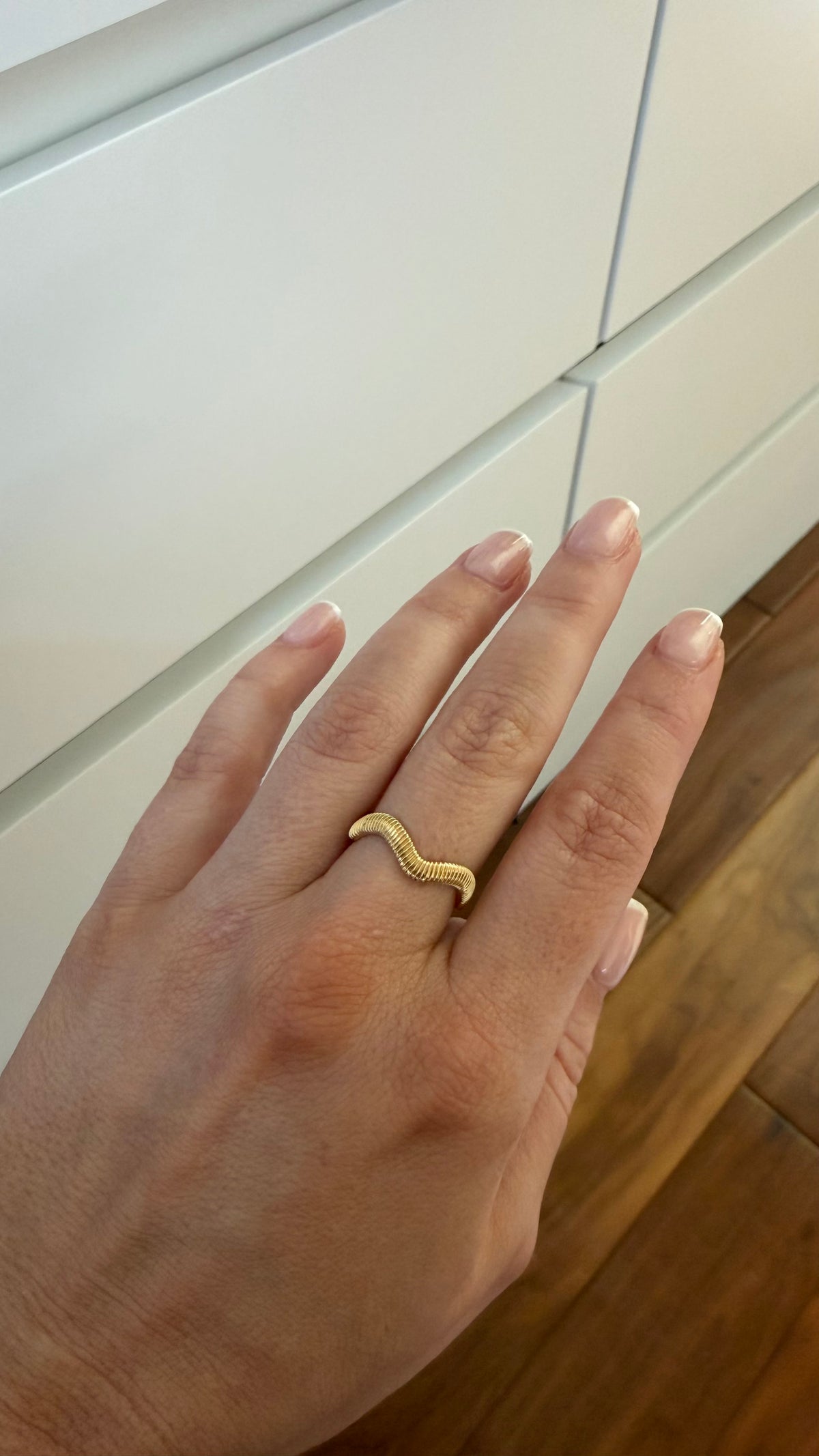 woman wearing her ring at the office