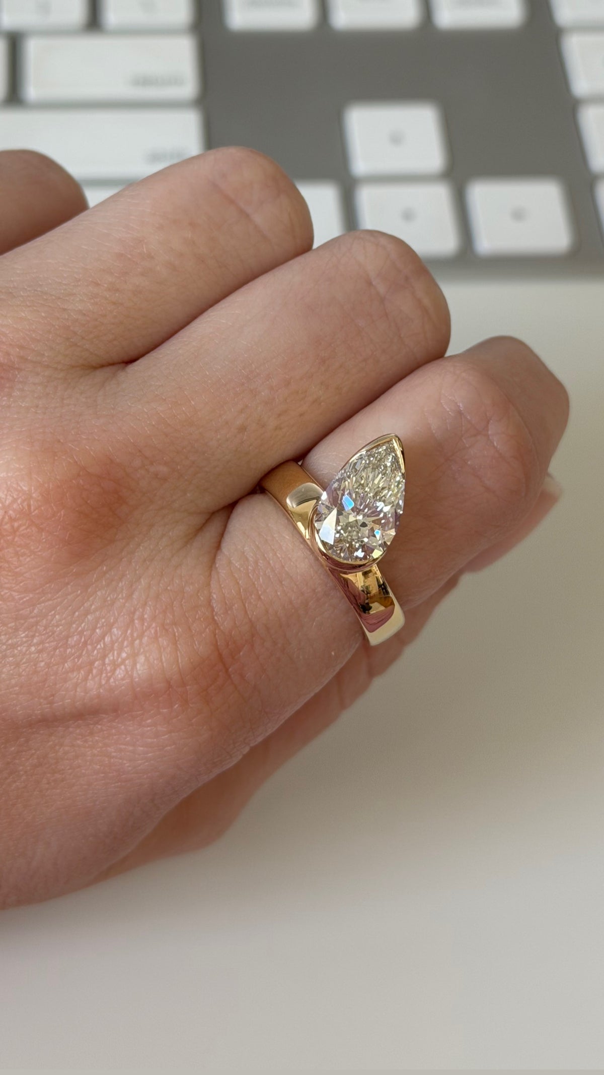 woman wearing her ring while working 
