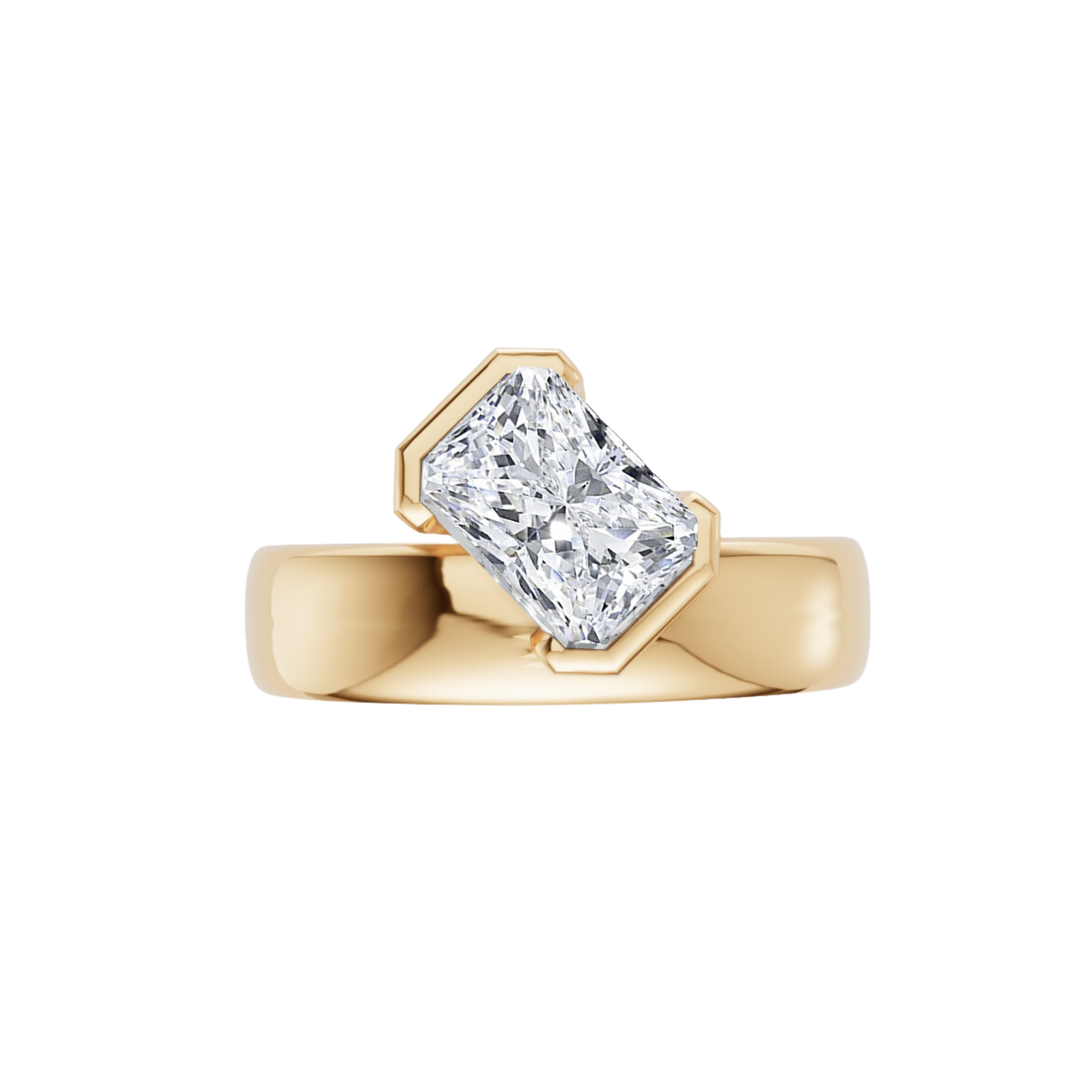 Muse 18K Yellow 1.29 CT Lab Radiant Diamond Ring Size 7.0